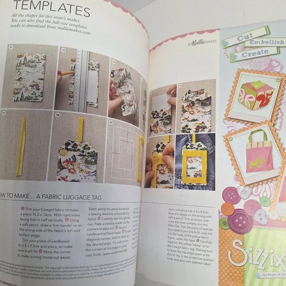 Issue 16 Mollie Makes UK 2012 Magazine Retro Fabric Tag Kit Friendship bracelets - Picture 8 of 10